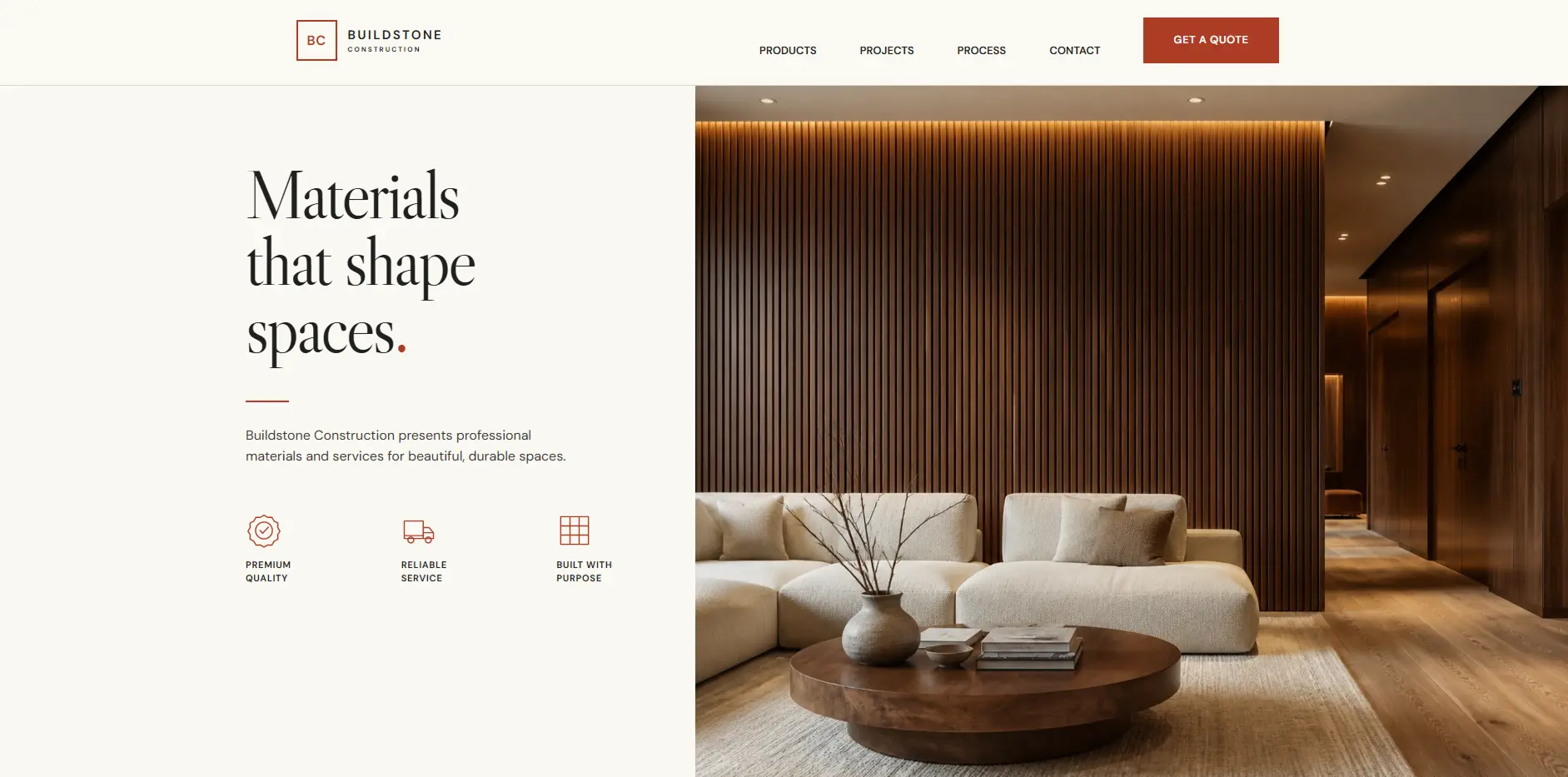 Motion Construction architectural materials website